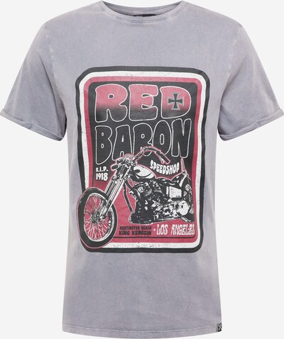King Kerosin T-Shirt in grau / rot / schwarz / weiß, Produktansicht