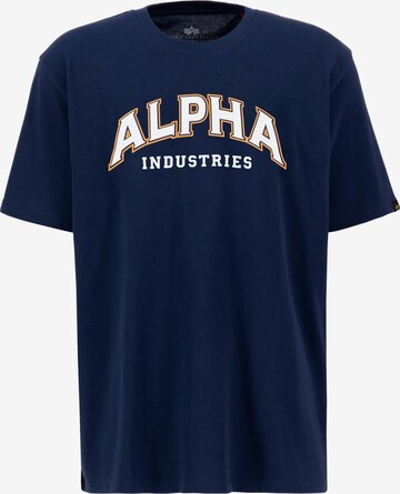 zils ALPHA INDUSTRIES T-Krekls 'College T': no priekšpuses