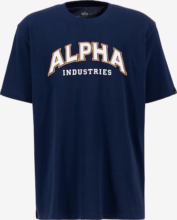 ALPHA INDUSTRIES - Camisa 'College T' em azul: frente