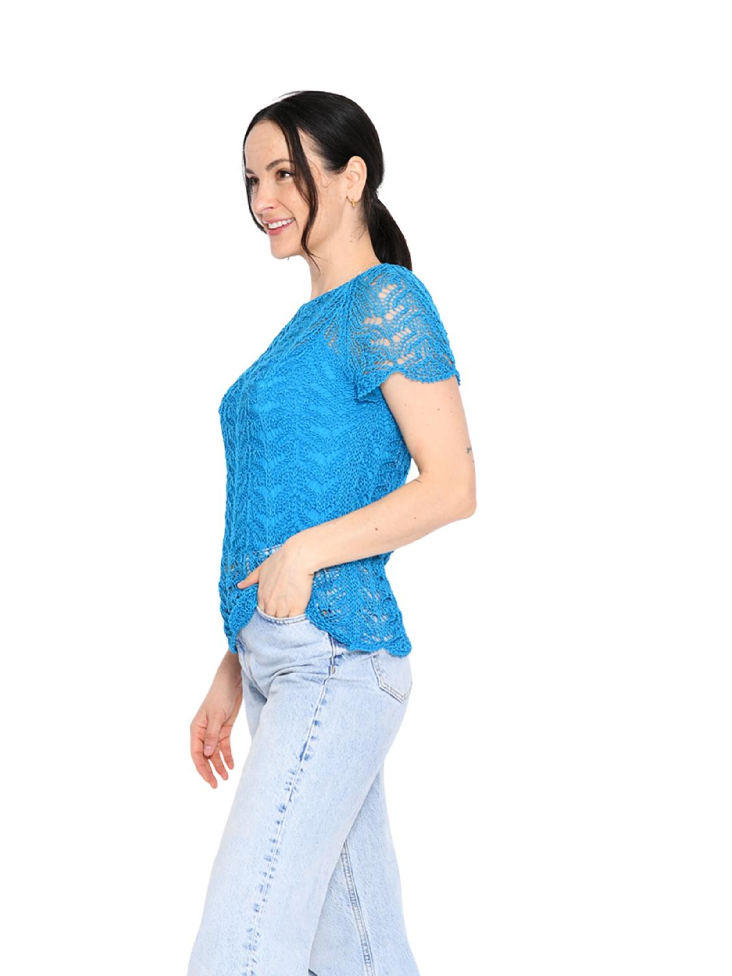 Süel knitwear - Top de punto 'Twin Lace' en azul