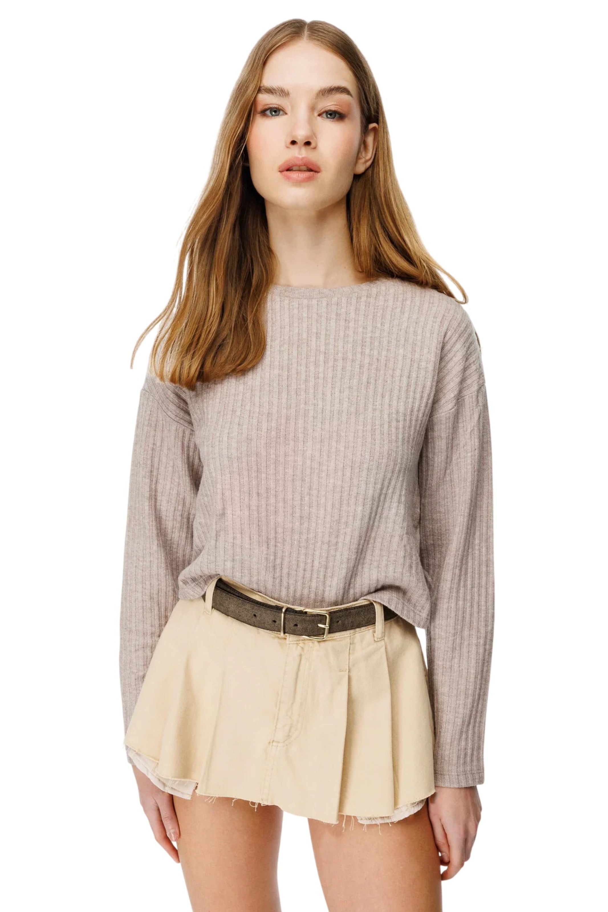 Alexa Dash Sweater in Beige: front