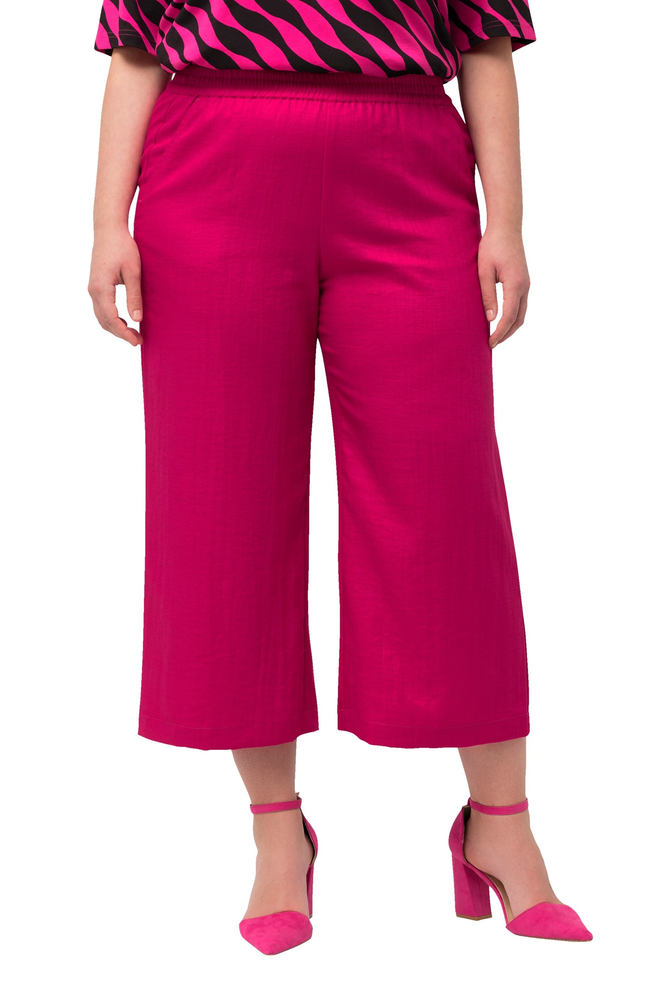 Ulla Popken Wide leg Trousers in Pink: front