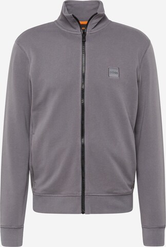 BOSS Sweat jacket 'Zestart' in Grey: front