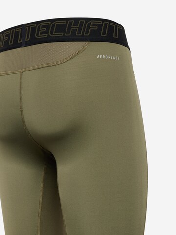 Skinny Pantaloni sportivi 'Techfit Long' di ADIDAS PERFORMANCE in verde