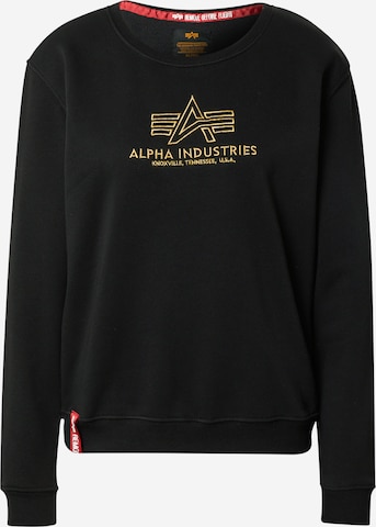 ALPHA INDUSTRIES Tréning póló 'Embroidery' - fekete: elől