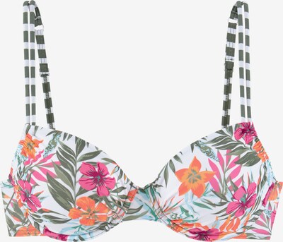 Bikinio viršutinė dalis 'Summer' iš VENICE BEACH, spalva – rusvai žalia / oranžinė / ryškiai rožinė spalva / balta, Prekių apžvalga