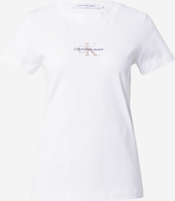 Calvin Klein Jeans Regular Shirt in Wit: voorkant