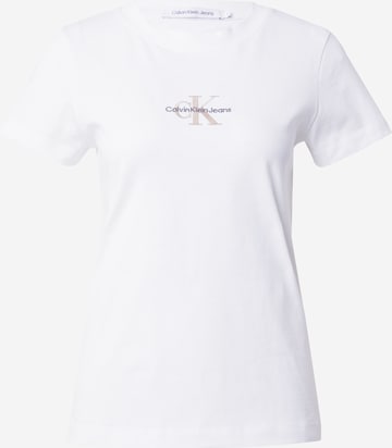 Regular T-shirt Calvin Klein Jeans en blanc : devant