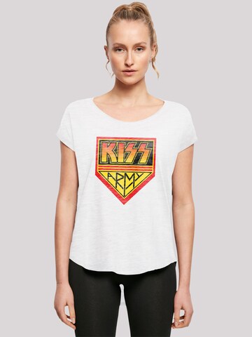 T-shirt 'Kiss Rock Band Army Logo' F4NT4STIC en blanc : devant