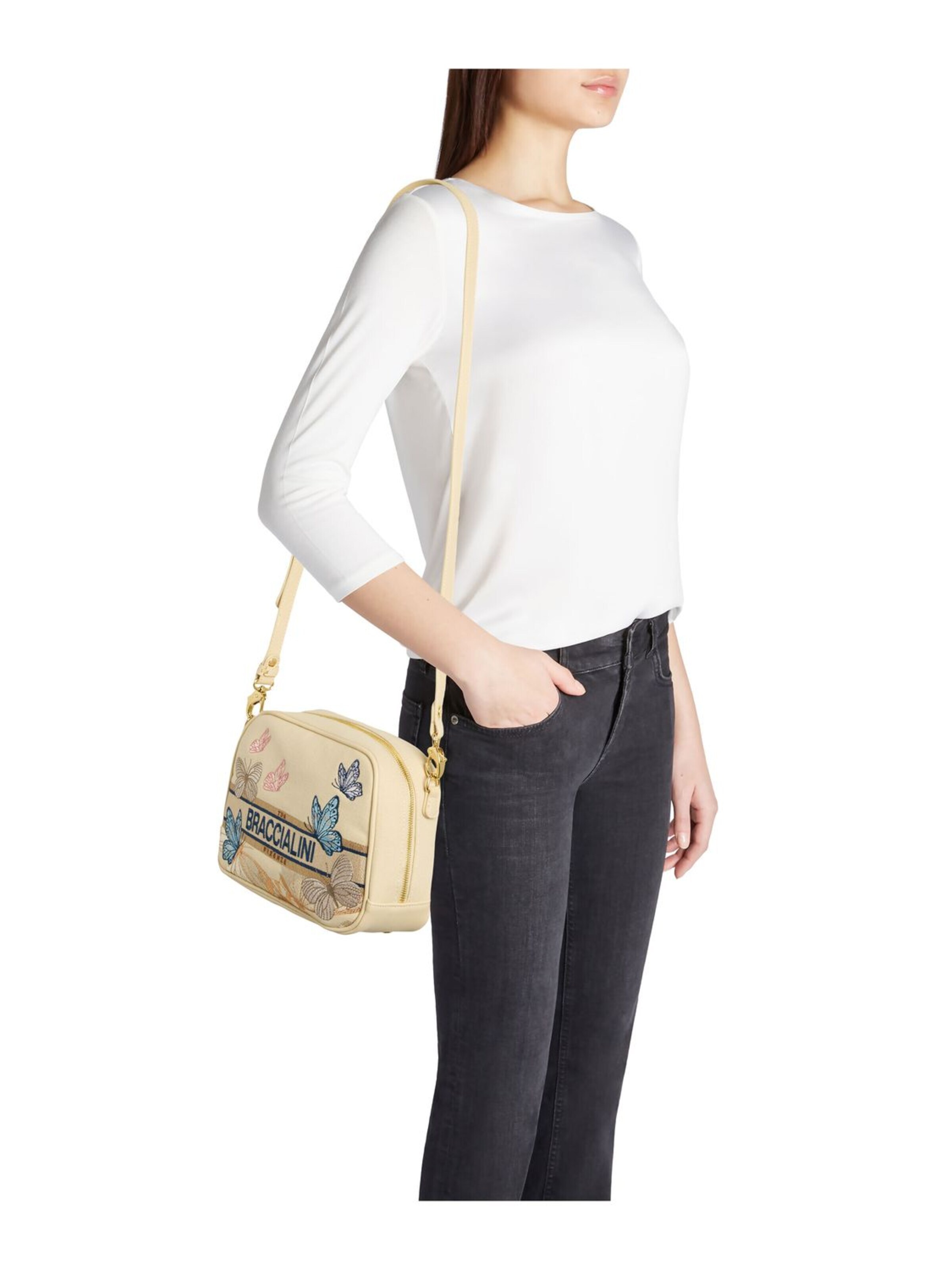 Borsa a tracolla 'Jacquard' di Braccialini in beige