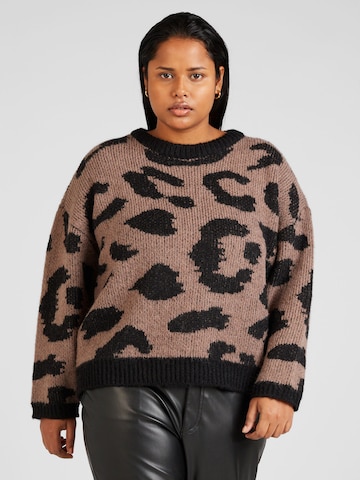 Vero Moda Curve Sweater 'ZELMA' in Brown: front
