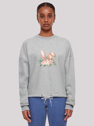 Sweat-shirt 'Blumen Osterhasen Ohren Dekor' F4NT4STIC en gris : devant