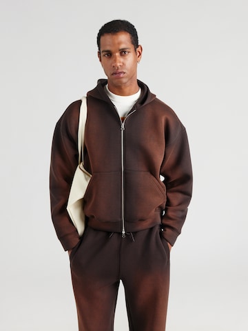 WEEKDAY Zip-Up Hoodie 'Simon' in Brown: front