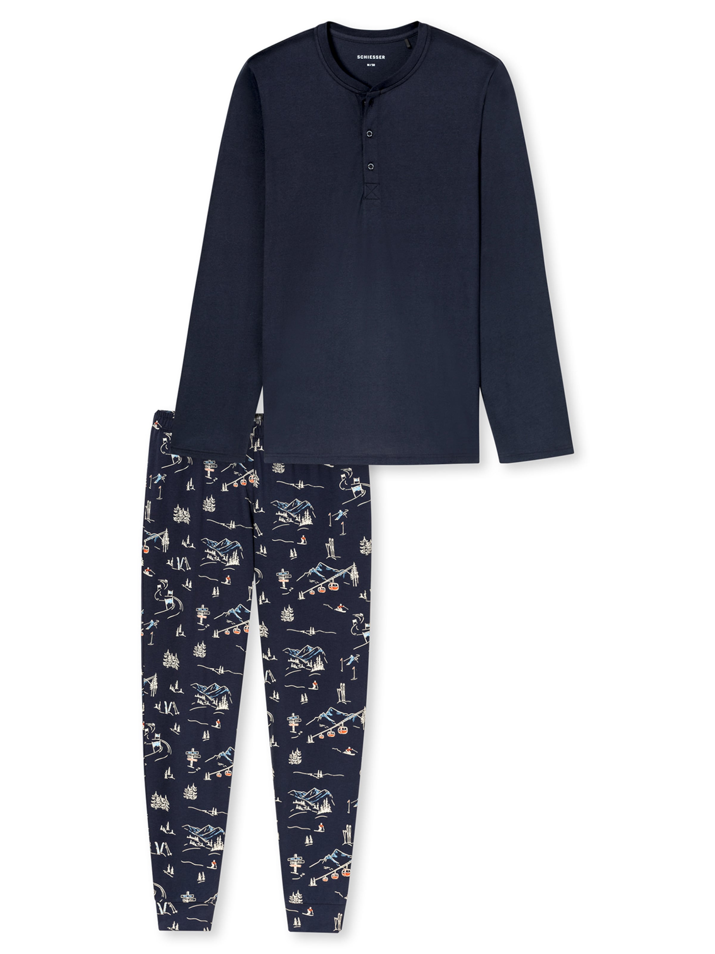 Pyjama long ' Family ' SCHIESSER en bleu : devant