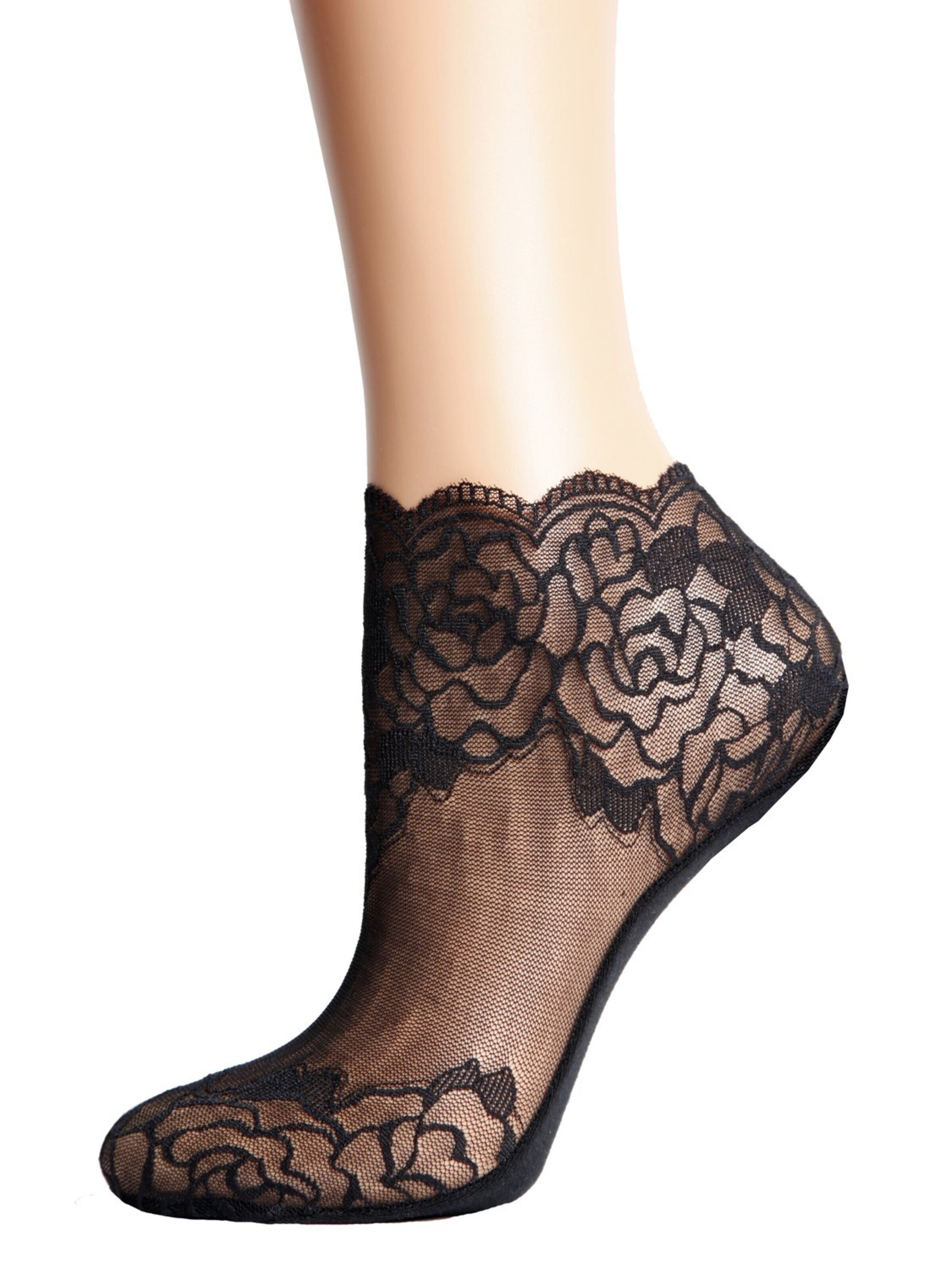 Chaussettes 'TERESA lace socks for women' Sokisahtel en noir : devant