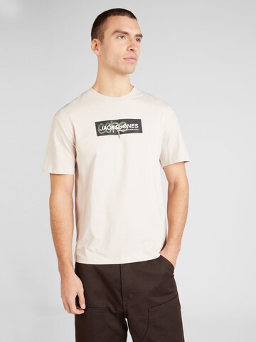 JACK & JONES T-shirt 'AOP' i beige: framsida