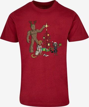 ABSOLUTE CULT T-Shirt 'Guardians Of The Galaxy - Holiday Festive Group' in Rot: predná strana