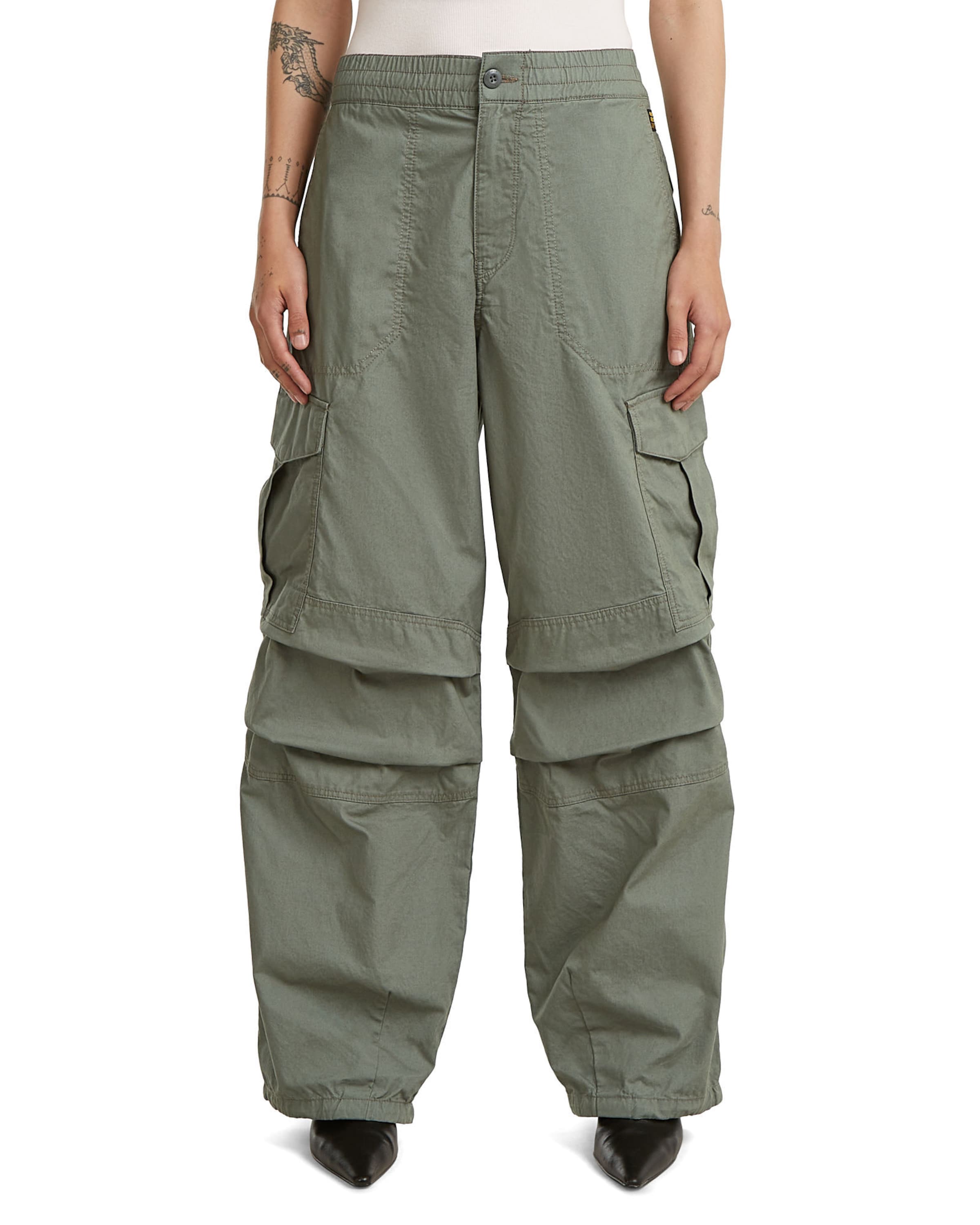 G-STAR Loosefit Cargo pant - 'Wide Leg Cargo Pants' in Grün: Vorderseite