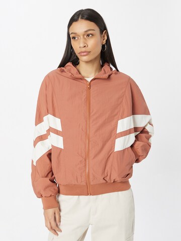 Urban Classics Between-season jacket 'Crinkle Batwing' in Brown: front