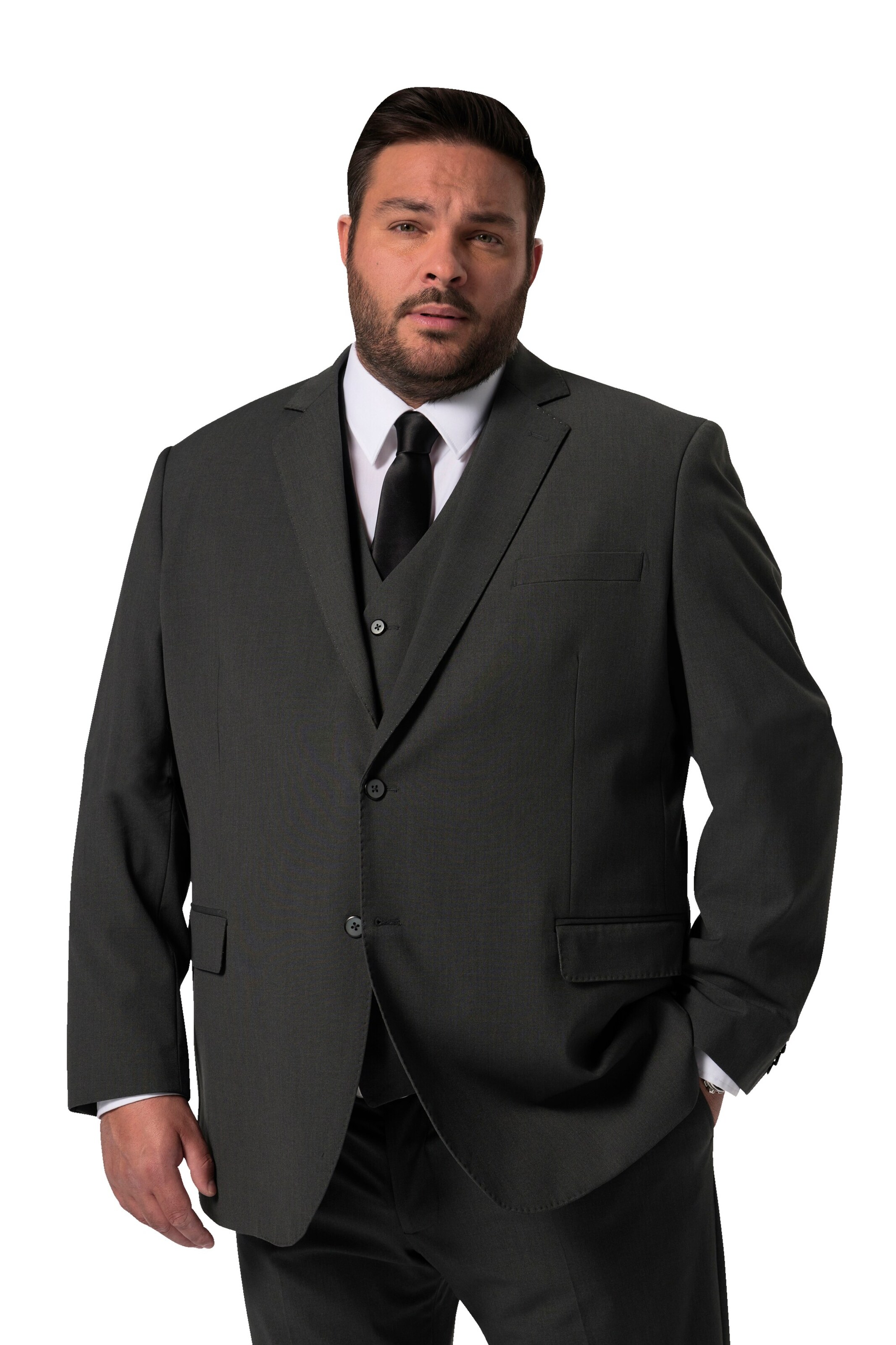 Men Plus Regular fit Business-colbert in Grijs: voorkant