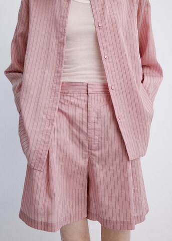 MANGO Regular Pleat-Front Pants 'Bermudas Lombi' in Pink: front