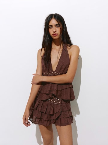 Pull&Bear Spódnica w kolorze brązowy: przód