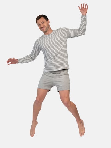 greenjama Long Pajamas 'Ringel' in Grey