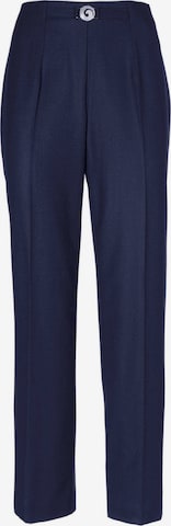 Goldner Regular Pleated Pants 'Martha' in Blue: front