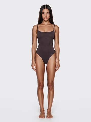 GOD SAVE QUEENS Body 'Second Skin Square-Neck Bodysuit' – hnědá