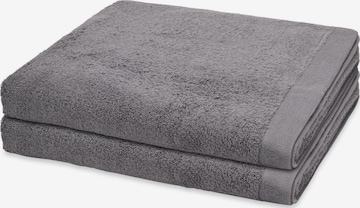 ROSS Handtuch 'Doubleface Stripes' in Grau: Vorderseite