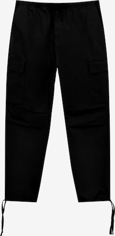 Pull&Bear Szabványos Cargo nadrágok - fekete: elől