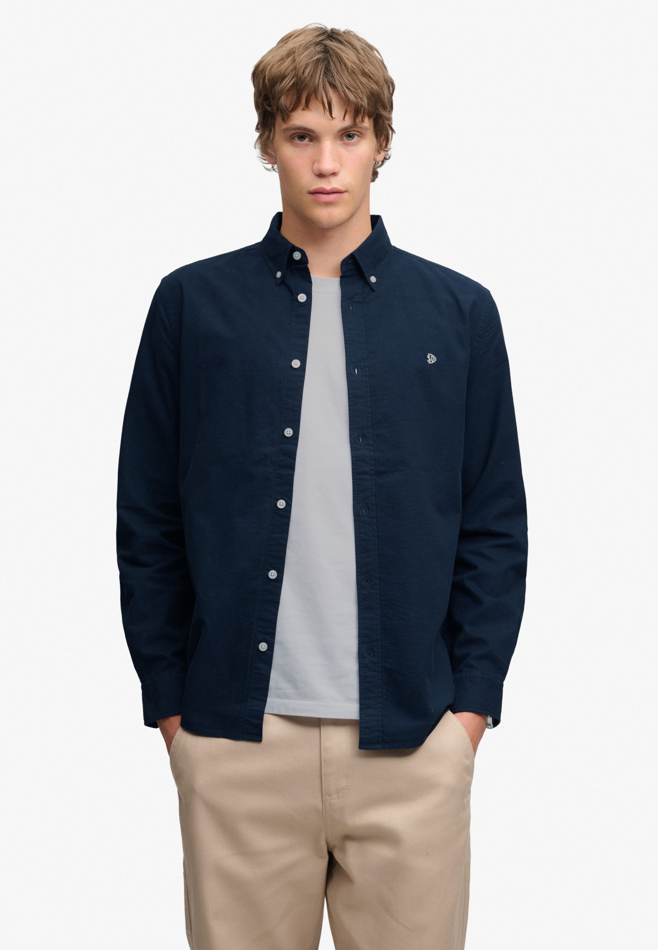 Superdry & Co Slim fit Overhemd in Blauw: voorkant