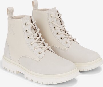 Calvin Klein Lace-Up Ankle Boots in White