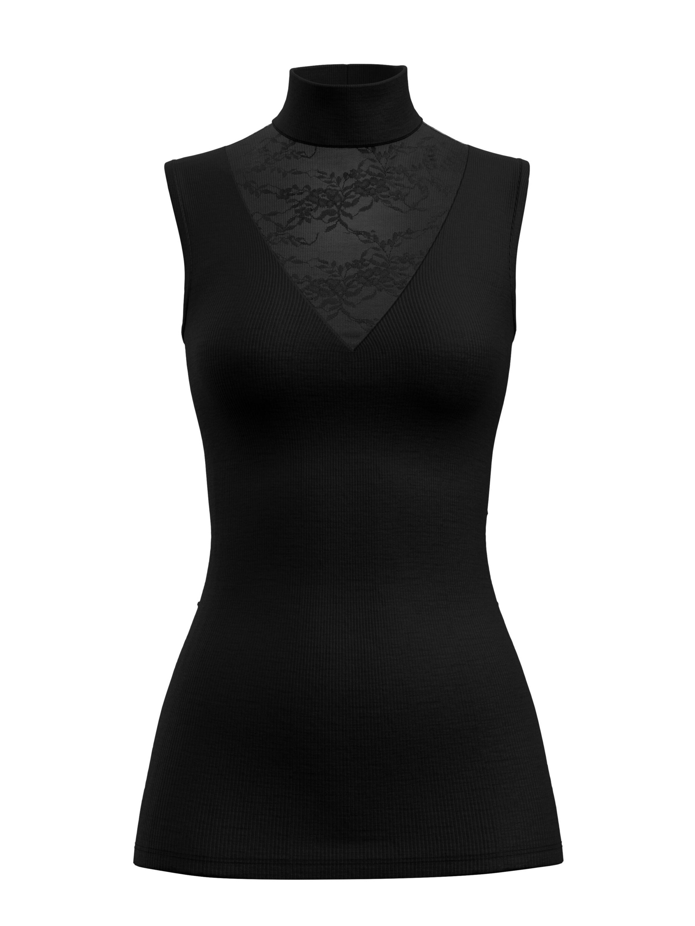 Maglietta intima 'Silky Wool Glam' di CALIDA in nero: frontale