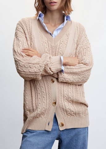 MANGO Knit Cardigan 'Diagonal' in Brown