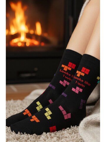 Sokisahtel Socken 'WINWIN colorful cotton socks' in Schwarz: Vorderseite