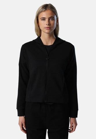 North Sails Zip-Up Hoodie in Black: front