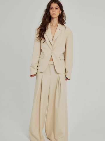 NORR Wide Leg Bukser med lægfolder 'Kamin' i beige