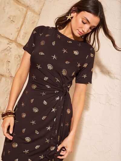 Rochie pe 48 love & roses pe maro închis / auriu, Vizualizare produs