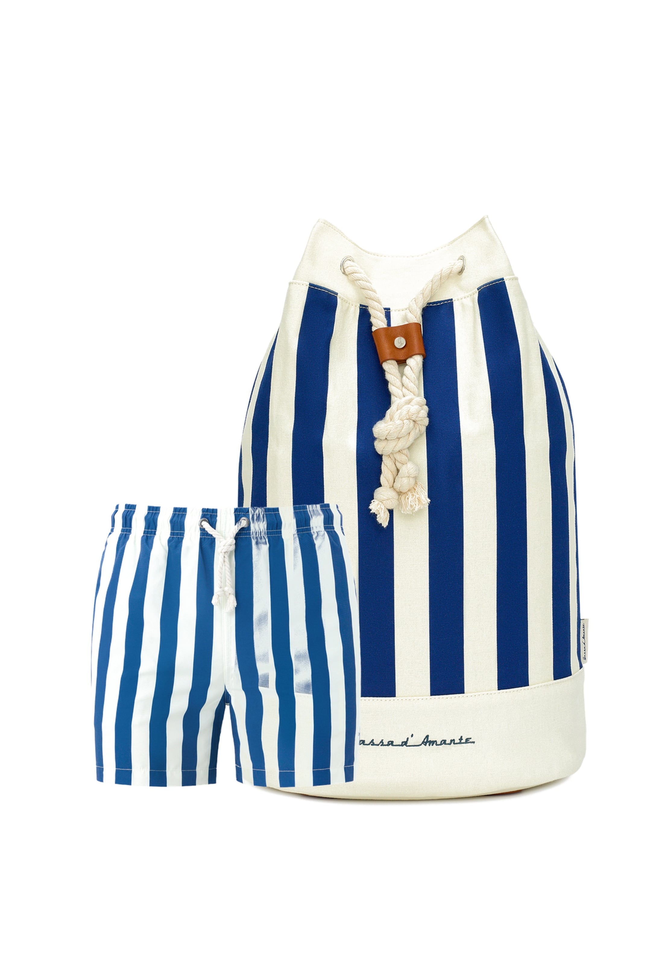 Gassa d'Amante Badeshorts & Strandtasche 'Varigotti' in Blau: Vorderseite