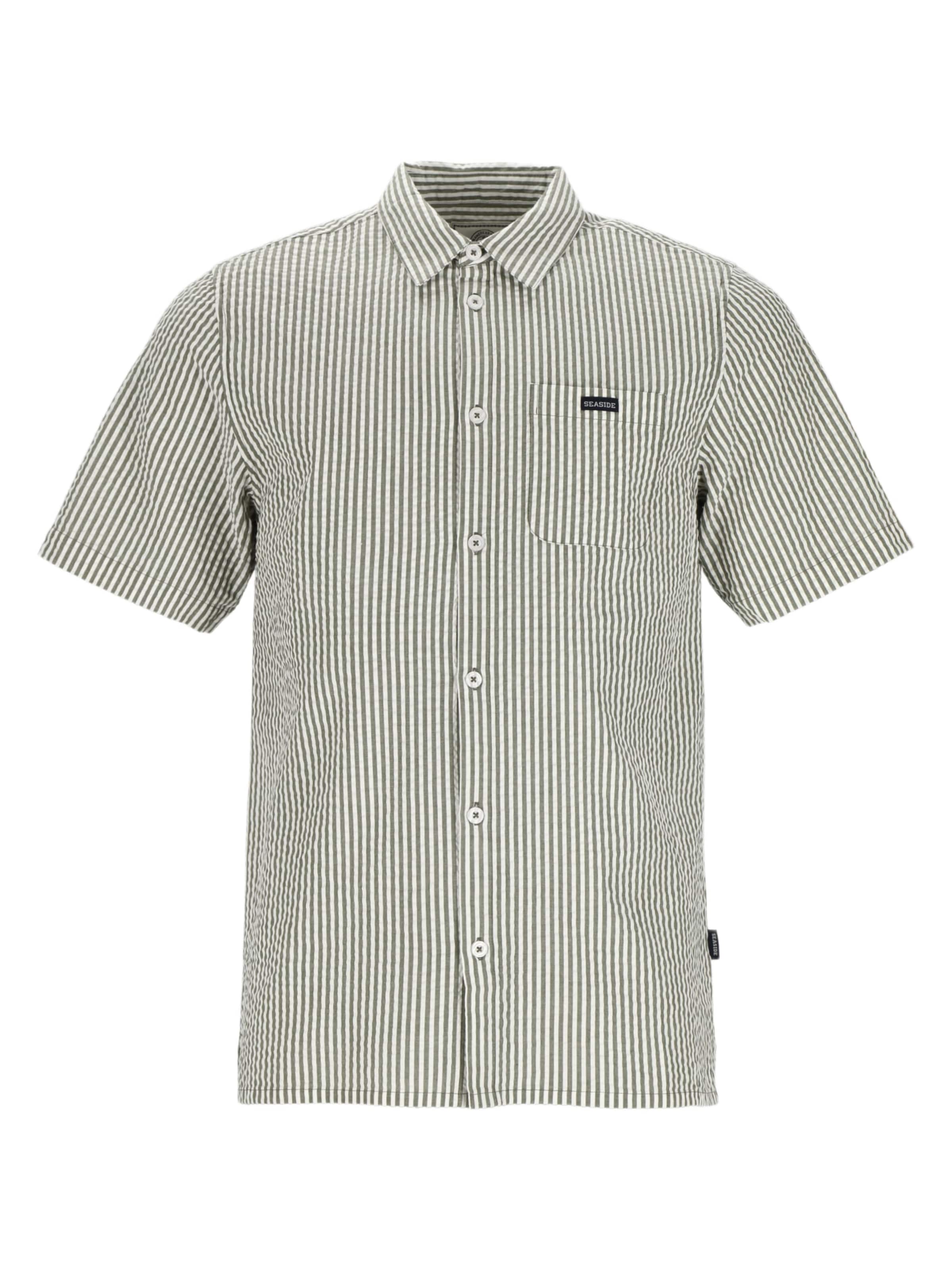 Seaside Regular fit Button Up Shirt 'Seersucker' in Green: front