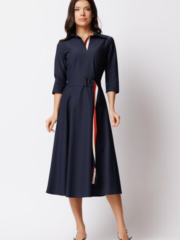 Couture de Marie Kleid 'Midi A-Line Office Dress with V-Neck – Iris'‌‌‌‌‌‌‌‌‌ in Blau: Vorderseite