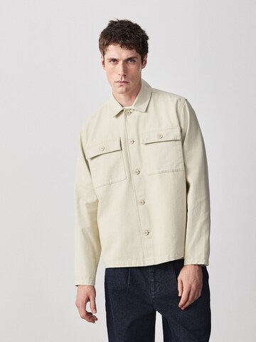 Next Regular fit Button Up Shirt in Beige: front