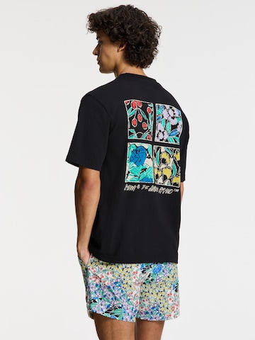 melns Shiwi T-Krekls 'Finn Sketched Flowers': no priekšpuses