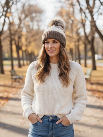 Kumixi Mütze 'Bommelmütze' in Braun