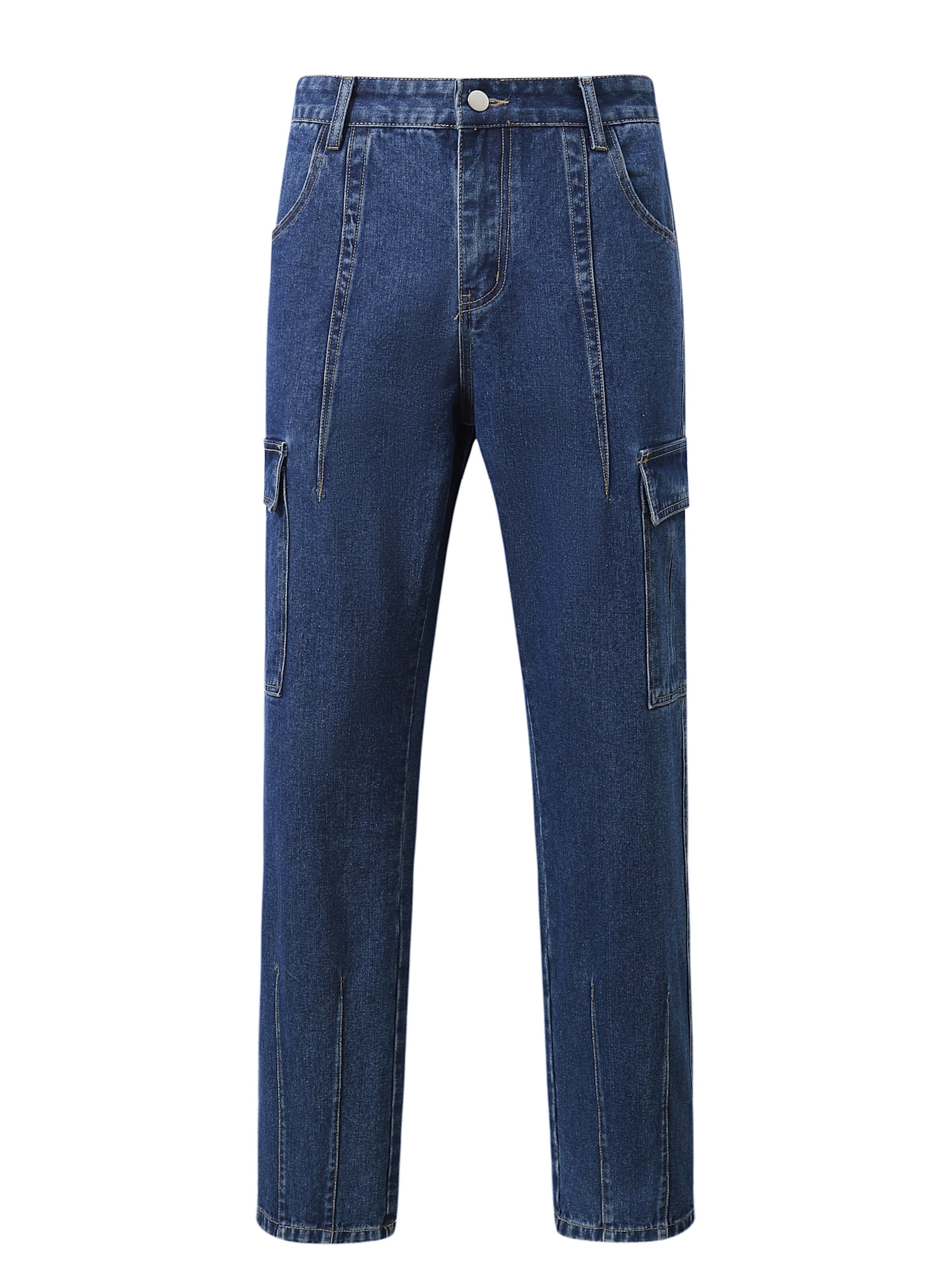 YOUTHUP Cargo Jeans 'Weitbein' in Blue: front
