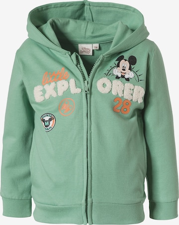 Disney Mickey Mouse & friends Zip-Up Hoodie 'Mickey Mouse' in Green: front