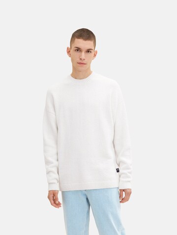 TOM TAILOR DENIM Sweater in White: front