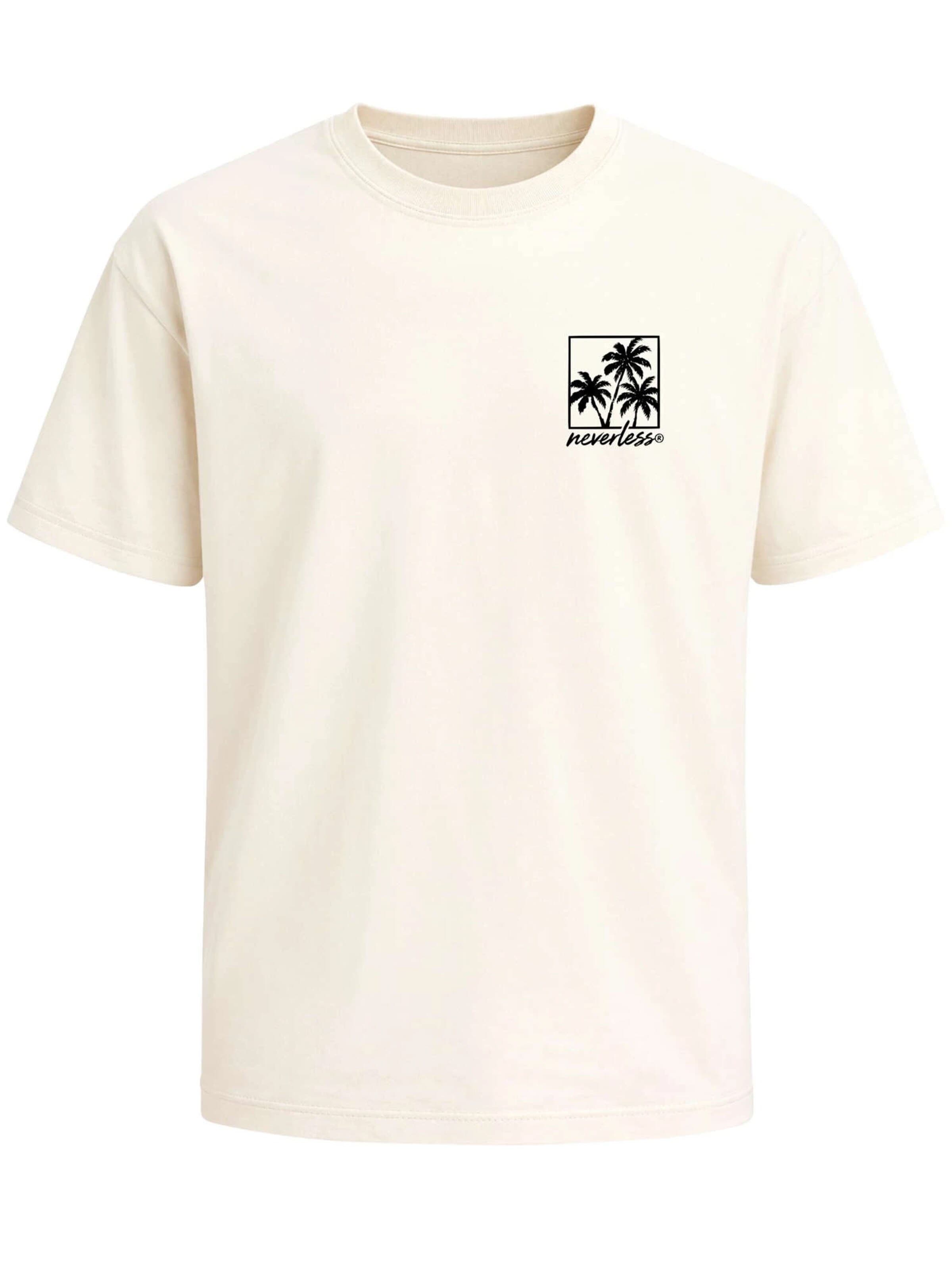 Neverless Shirt 'Palmen Badge' in Beige: front