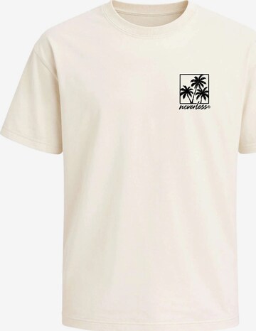 Neverless Shirt 'Palmen Badge' in Beige: front